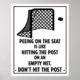 Funny Hockey Thmet Bathroom Peeing på sätet Poster