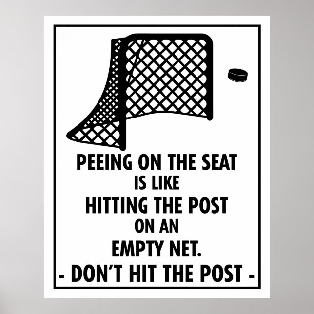 Funny Hockey Thmet Bathroom Peeing på sätet Poster (Framsidan)