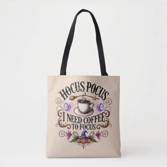 Funny Hocus Pocus I Need Coffee Witch Tygkasse (Framsida)
