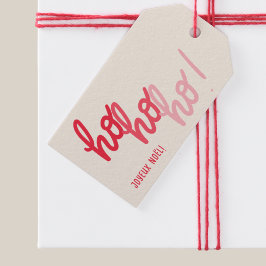 Funny Hohoho Joyeux Noel Red Pink Typography Presentetikett