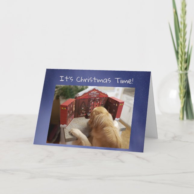 Funny Holiday card Dog with Treats Advent Calendar Kort (Framsida)