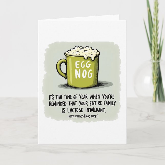 Funny holiday card eggnog lactose intolerant kort (Framsida)