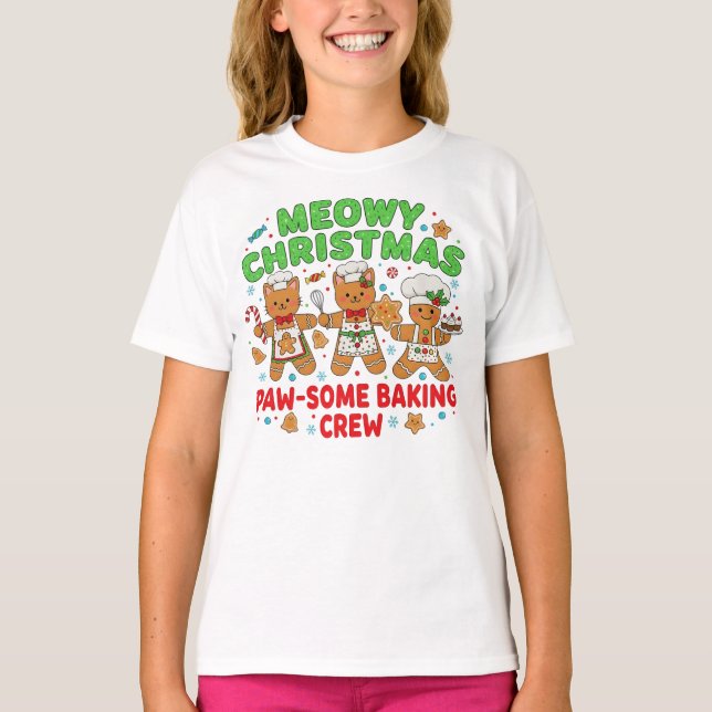 Funny Holiday Cat Cookie Tee" T Shirt (Framsida)