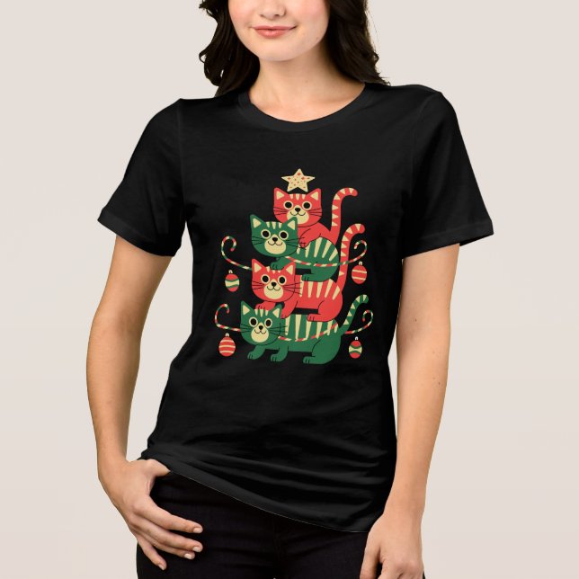  Funny Holiday Cat Lovers Gift T Shirt (Framsida)