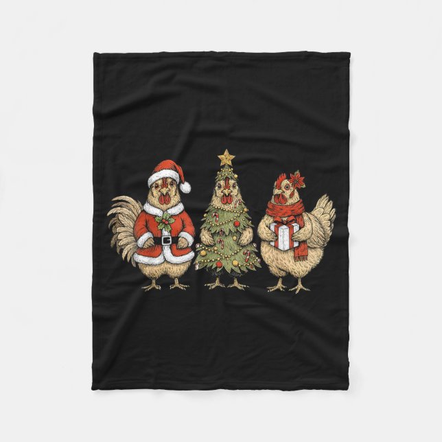 Funny Holiday Hen Christmas Chicken  Fleecefilt (Framsidan)