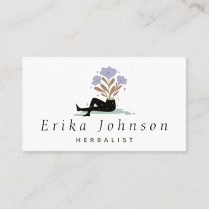 Funny Holistisk Blommigt Silhouette Herbalist Heal Visitkort