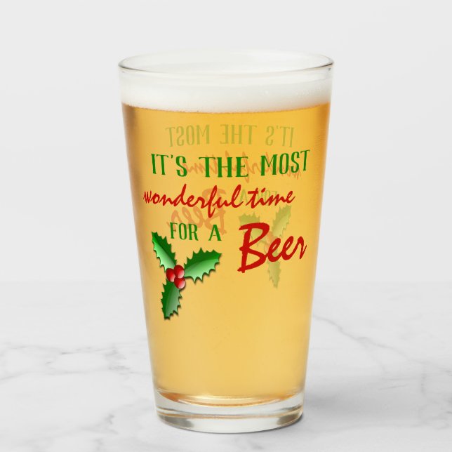 Funny Holly Jolly Red Berries Grönt Löv Glaskopp (Framsida fylld)