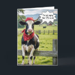 Funny Holstein Cow för 75:e Birthday Kort<br><div class="desc">En Holsteinko som bär en röd bandana genomborras på ett trästaket i en lush grönt-bete under en 75:e-födelsedag.</div>