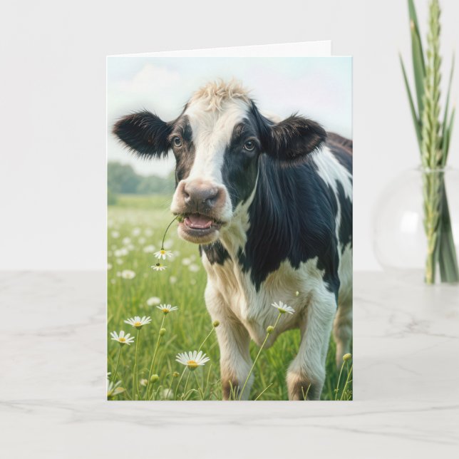 Funny Holstein Cow for Birthday Kort (Framsida)