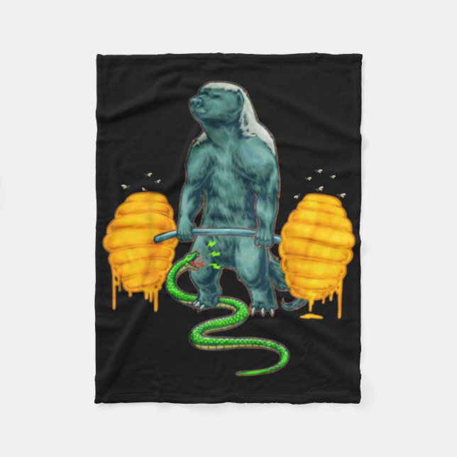 Funny Honey badger Deadlyftande Weightlyftande Bod Fleecefilt (Framsidan)
