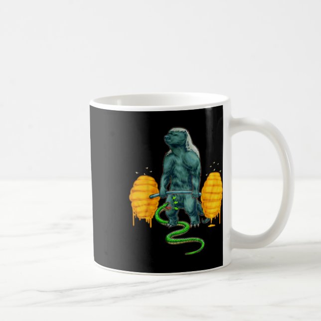 Funny Honey badger Deadlyftande Weightlyftande Bod Kaffemugg (Höger)