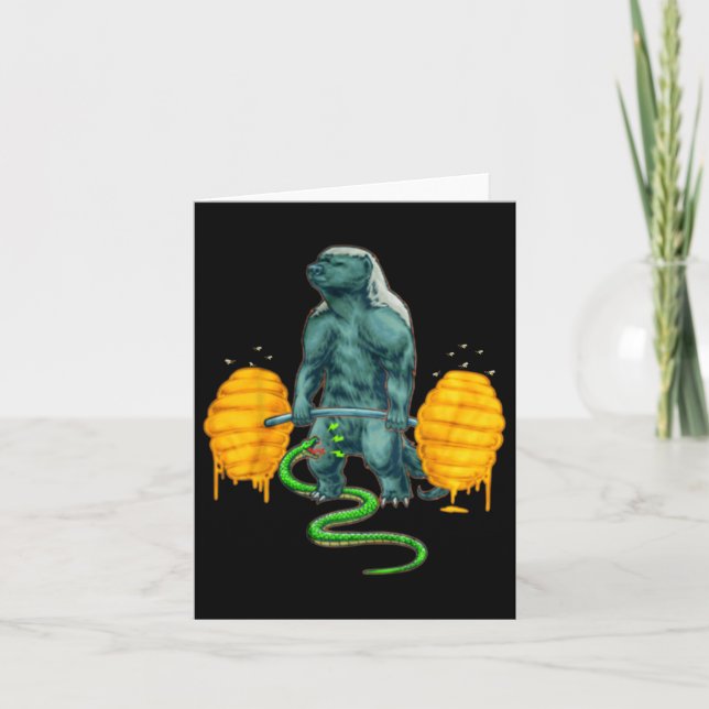 Funny Honey badger Deadlyftande Weightlyftande Bod Kort (Framsida)