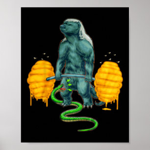 Funny Honey badger Deadlyftande Weightlyftande Bod Poster