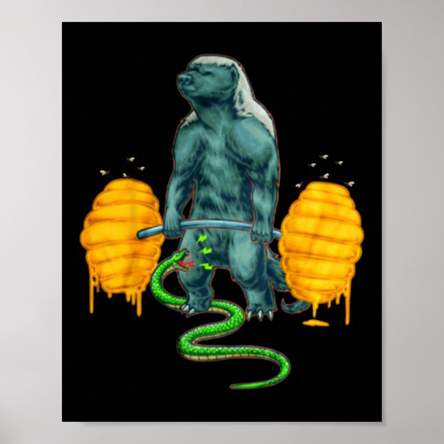 Funny Honey badger Deadlyftande Weightlyftande Bod Poster (Framsidan)