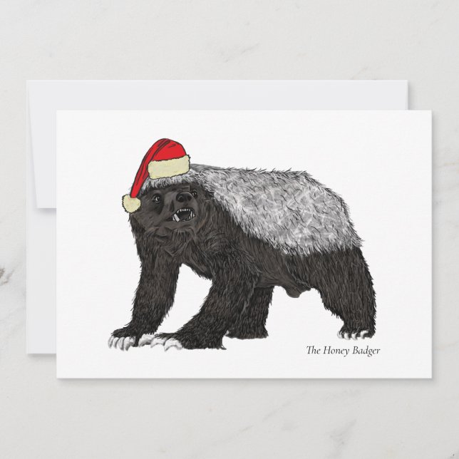 Funny honey badger Santa badass ironi Julkort (Framsida)