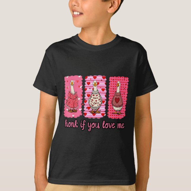 Funny Honk If You Love Me Silly Goose Heart Valent T Shirt (Framsida)