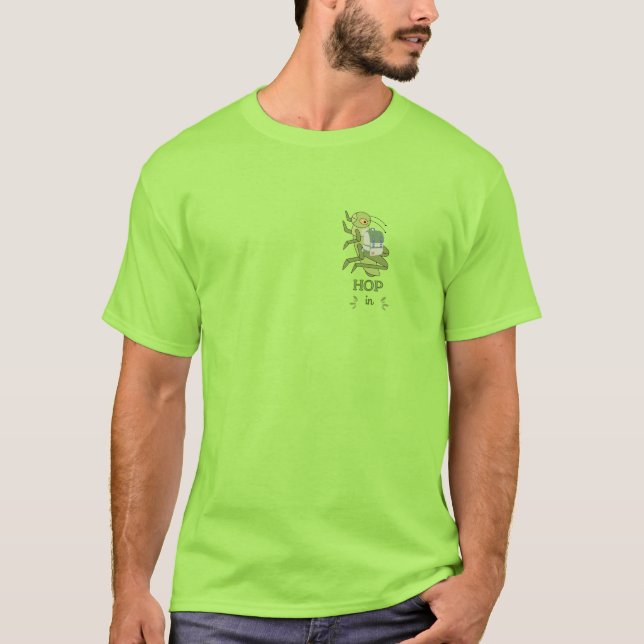 Funny "HOP II" Grasshopper Adventure T-Shirt – Per (Framsida)