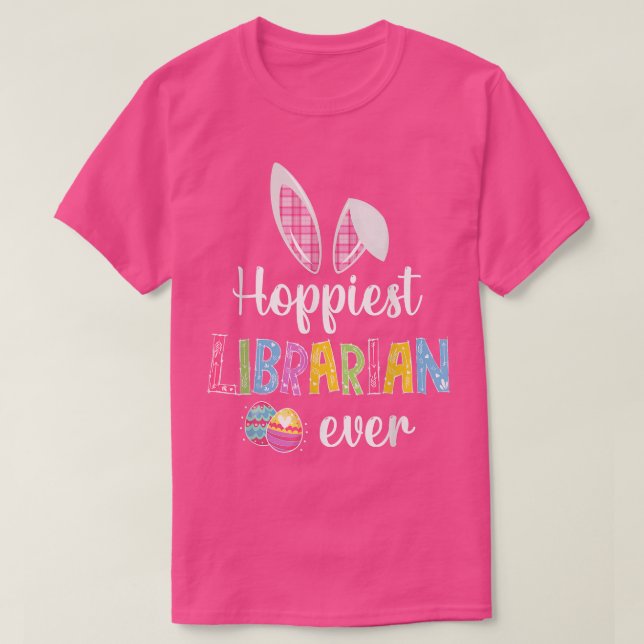 Funny Hoppiest Librarian Allny Rabbit Påsk T Shirt (Design framsida)