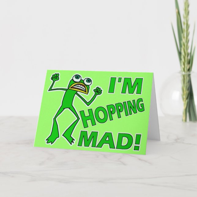 Funny Hopping Mad Frog Pun Kort (Framsida)