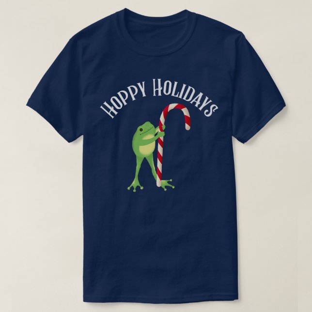 Funny HOPPY HELGDAGAR jul Candy cane Frog Cot T Shirt (Design framsida)