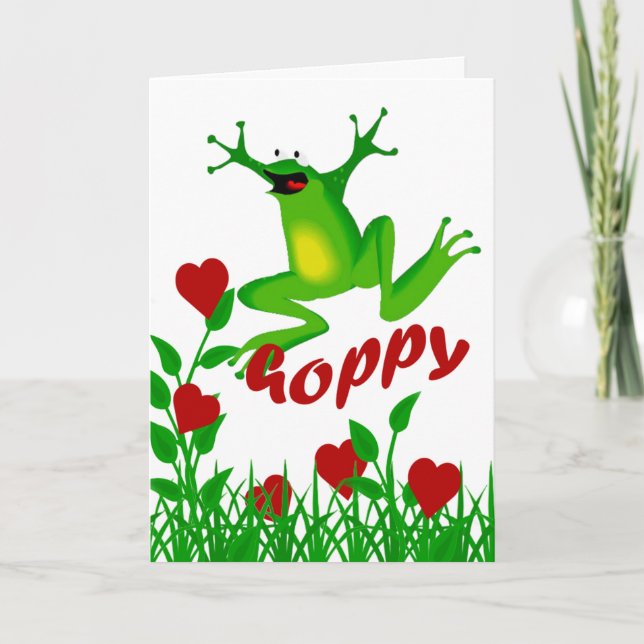 Funny Hoppy Valentine Frog Hälsning Helgkort (Framsida)
