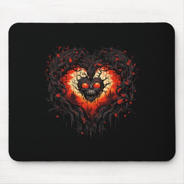 Funny Horror Ghost Red Heart Skull Creepy Hallowee Musmatta (Framsidan)