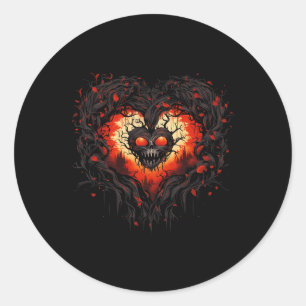 Funny Horror Ghost Red Heart Skull Creepy Hallowee Runt Klistermärke