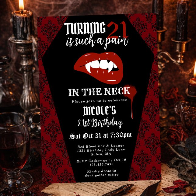Funny Horror Gothic Vampire Any Age Birthday Party Inbjudningar (Skapare uppladdad)