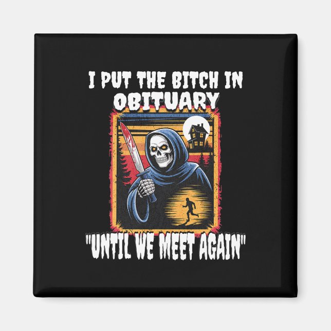 Funny Horror Grim Reaper Costume Vuxen Manar T Shi Magnet (Framsidan)