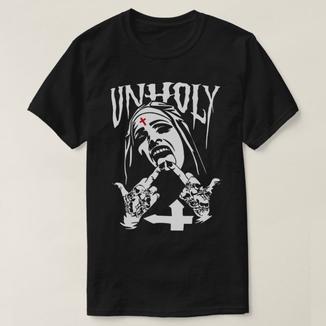 Funny Horror Unholy Nun T Shirt (Design framsida)