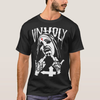 Funny Horror Unholy Nun T Shirt