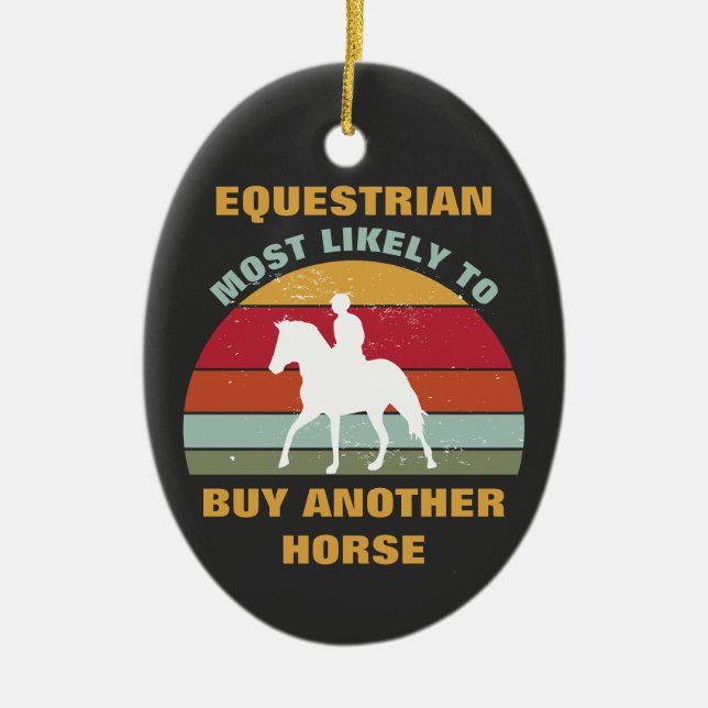 Funny Horse Back Riding Say Quote Equestrian Julgransprydnad Keramik (Framsidan)