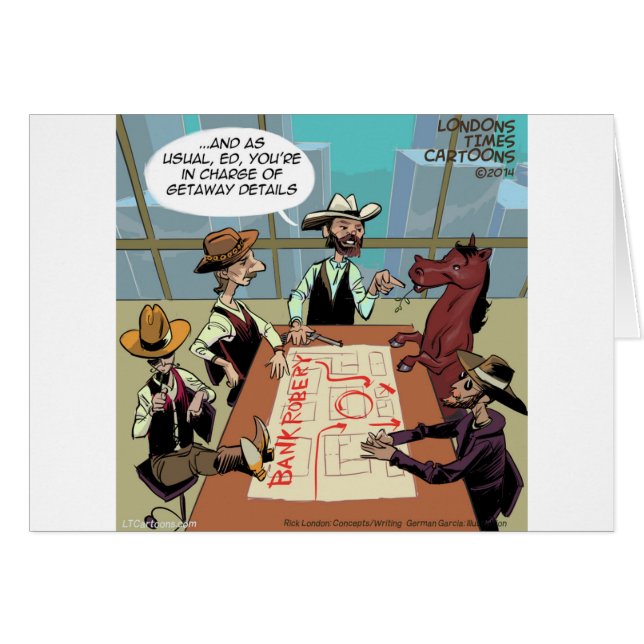 Funny Horse Bank Robber Hälsningskort (Framsidan Horizontal)
