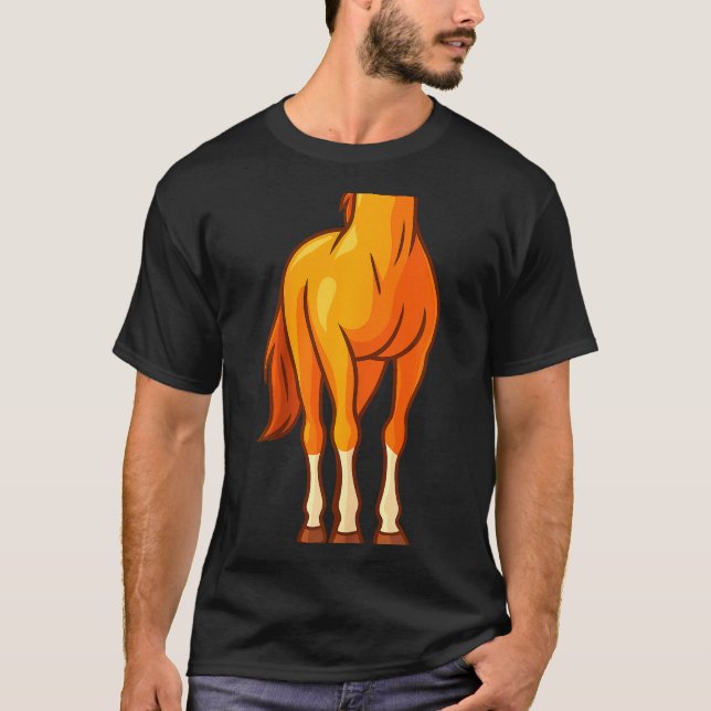 Funny Horse Body Costume Optical Illusion Gift Men T Shirt (Framsida)