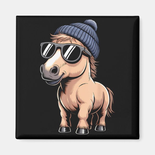Funny Horse In Retro Style - Farm Humour Ny Funny  Magnet (Framsidan)