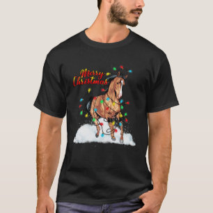 Funny Horse jul Ljus Pajamas Horse Santa H T Shirt