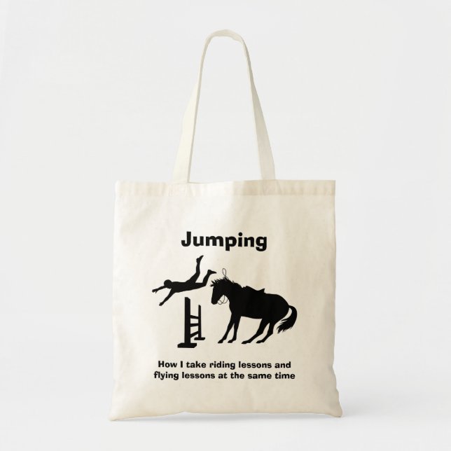 Funny Horse Jumping Flies Falling Humor Tygkasse (Framsidan)