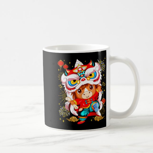 Funny Horse Lion Dance Chinese New Year Kid Men  Kaffemugg (Höger)