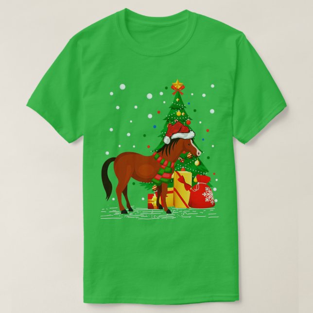 Funny Horse Lover Gift Santa Hat Horse jul T T Shirt (Design framsida)