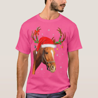 Funny Horse Lover Julafton Ljus Reindeer Santa Hor T Shirt