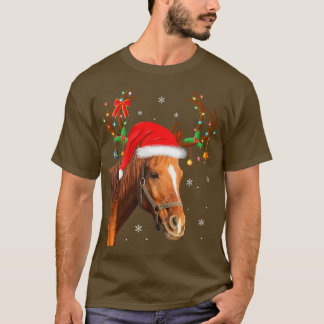 Funny Horse Lover Julafton Ljus Reindeer Santa Hor T Shirt