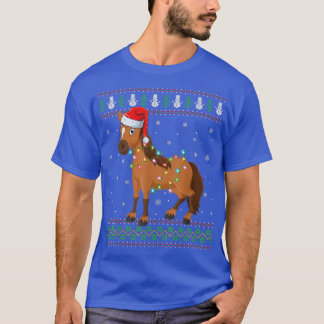 Funny Horse Lover Julafton Ljus Santa Hat Ugly Hor T Shirt