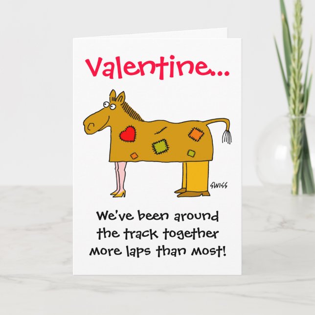 Funny Horse Lovers Valentine för Make eller frun Helgkort (Framsida)