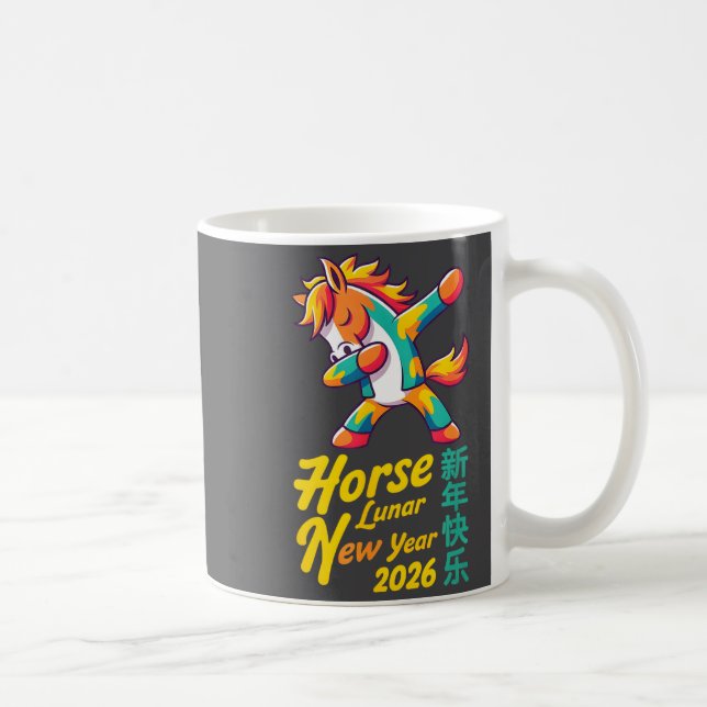 Funny Horse Lunar New Year 2026 Dabbing Design  Kaffemugg (Höger)