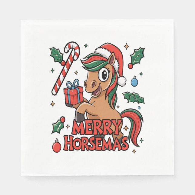 Funny Horse Merry Horsemas Pappersservett (Framsidan)