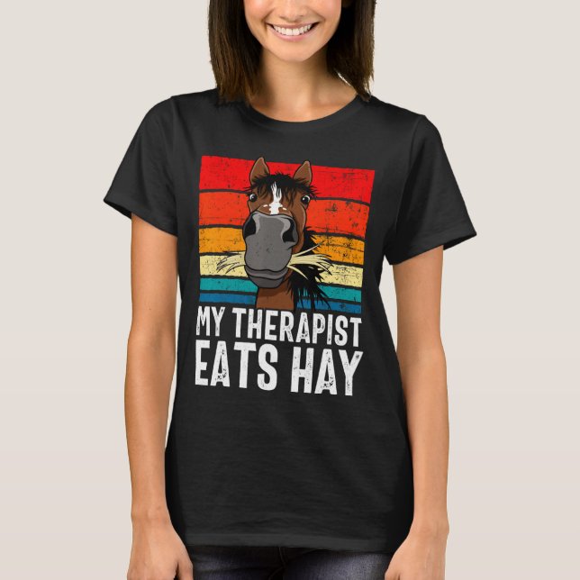 Funny Horse My Therast Eats Hay Tee Hor  (Framsida)