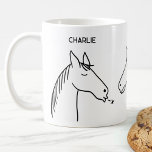 Funny Horse Personlig Kaffemugg<br><div class="desc">En lustig tecknad hästdesign för dem som kärlek djur,  hästar och rider. Ändra namn för att anpassa sig.</div>