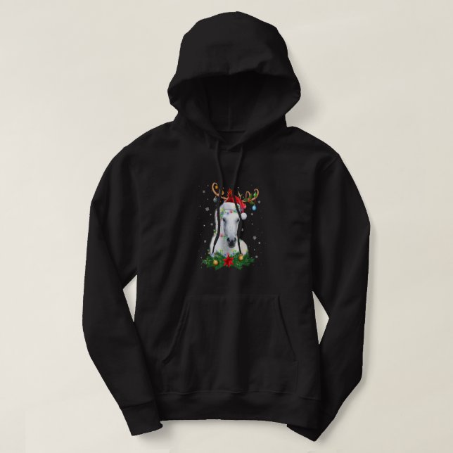 Funny Horse Reindeer Antlers Ljus Ornament Chris Hoodie (Design framsida)