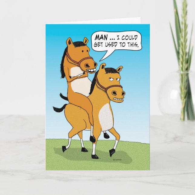 Funny Horse Riding Horse Birthday Kort (Framsida)