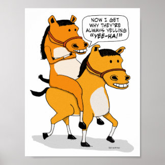 Funny Horse Riding Horse Poster
